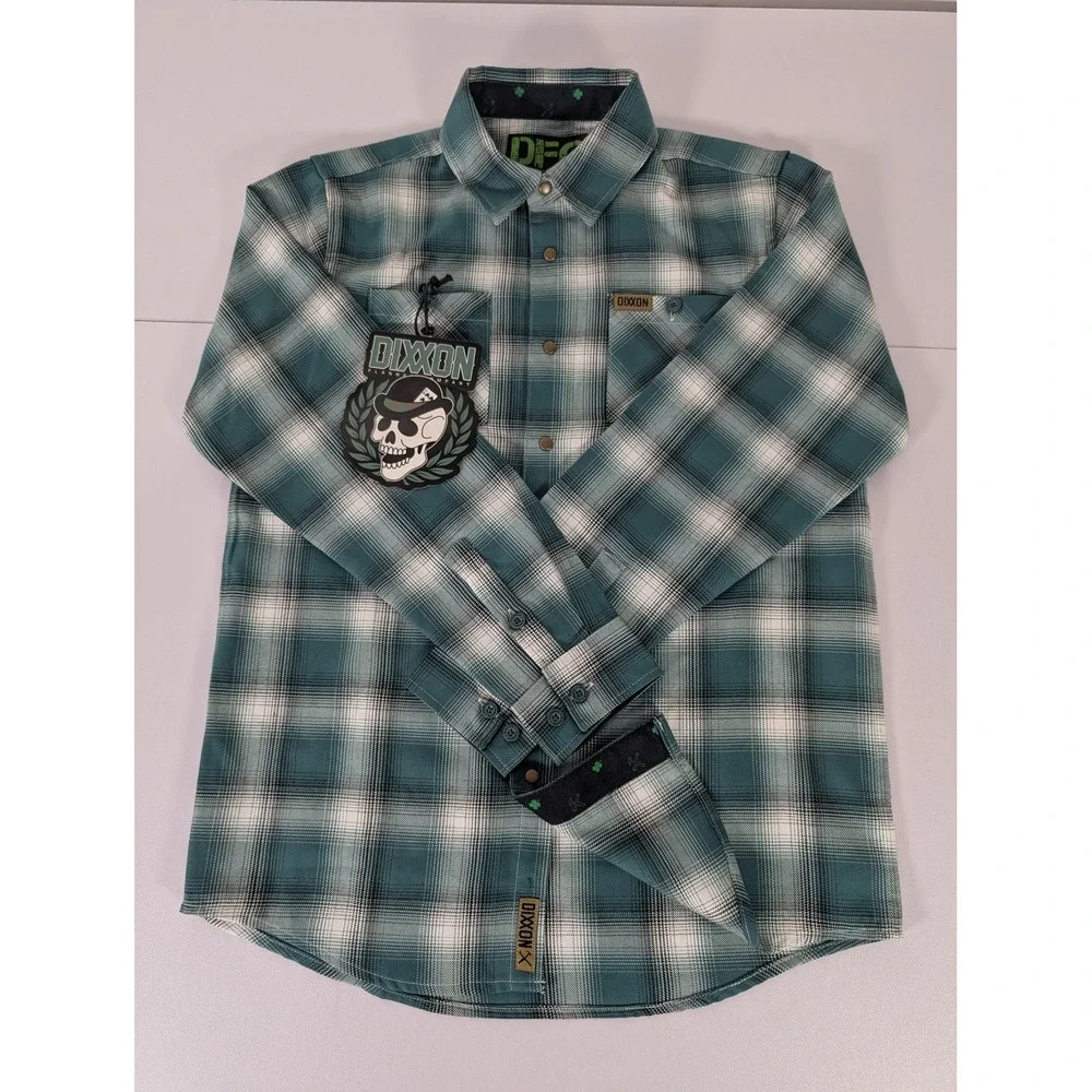 Dixxon Flannel Shirt‎ Youth XL Green Plaid Button Up DFC Tech Blend New Tags